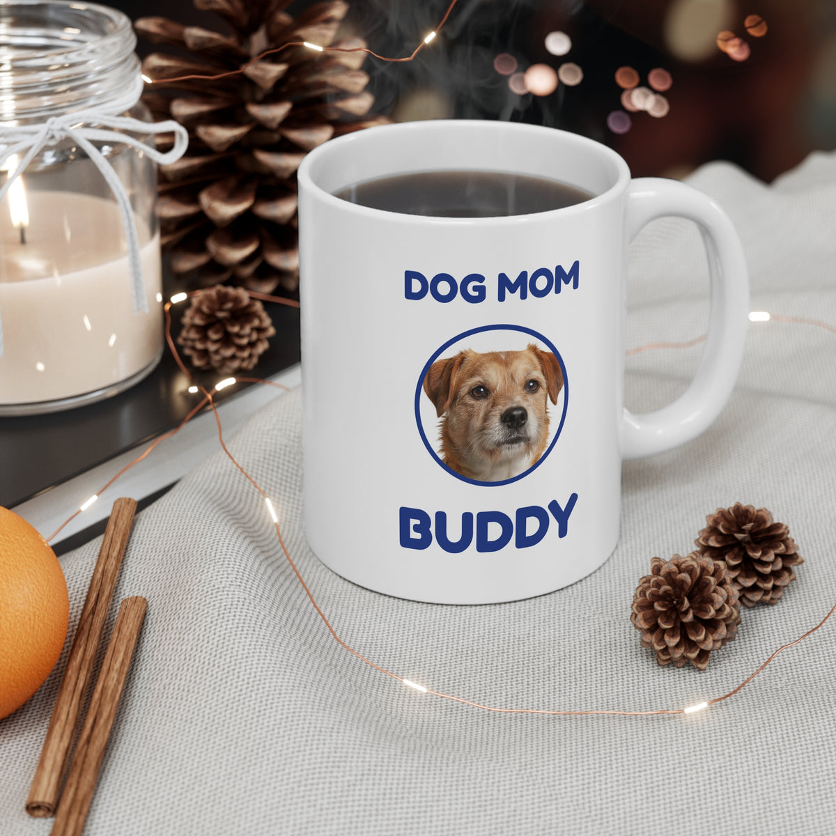 Custom Pet Photo Mug with Name - Dog Mom, Cat Dad Picture Coffee Mug