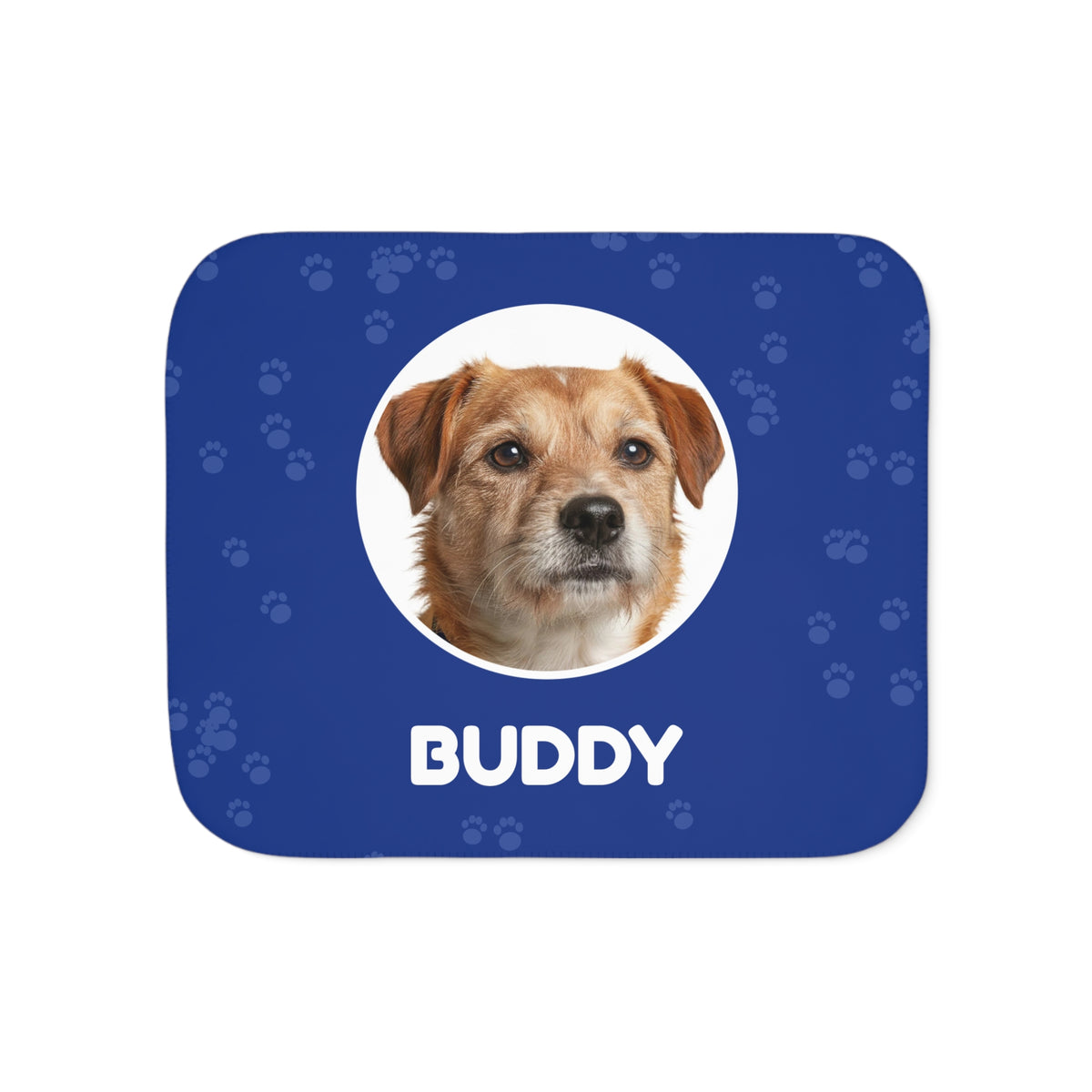 Custom Pet Photo Blanket with Name - Personalized Dog & Cat Sherpa Fleece Throw