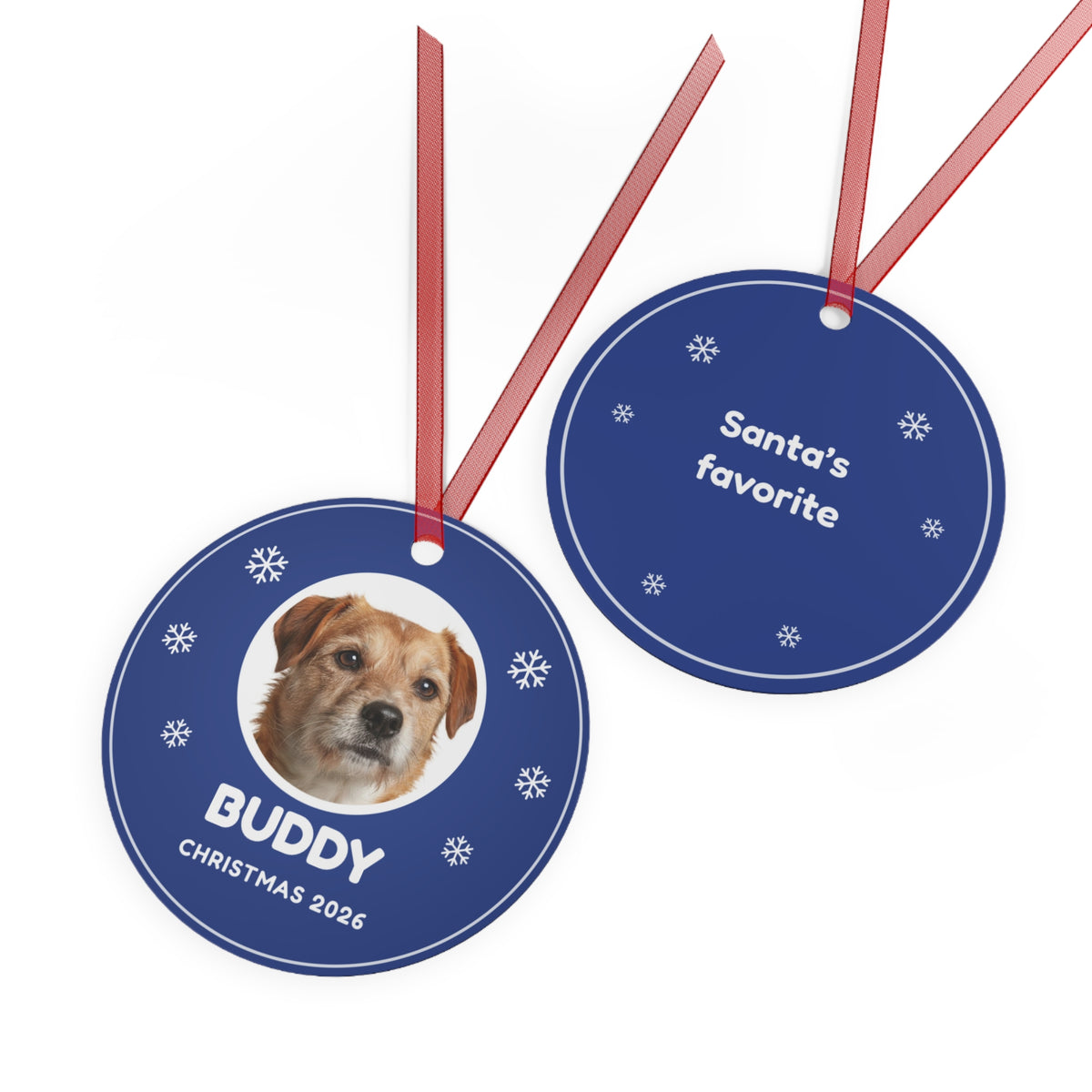 Custom Pet Photo Christmas Ornament with Name - Dog & Cat Picture Ornament 2026